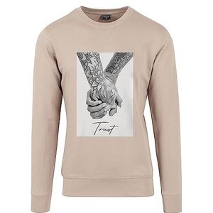 Mister Tee Heren Sweatshirt Trust 2.0 Crewneck Darksand XS, Darksand, XS