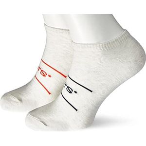 Levi's Unisex Crew Sock Sneaker (2 stuks), Tangerine Tango/Havermout, 35 EU