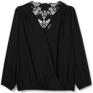 City Chic Dames Plus Size Top Cross Over Lace Blouse, Zwart, 40 grote maten
