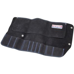 Faithfull Suède Leren Gereedschapstas – 10 Vakken, Waterbestendige Handgereedschap Organizer met Drukknoopsluiting voor Timmerlieden, Houtbewerkers, Monteurs & Doe-Het-Zelf – 48 x 27 cm – Zwart