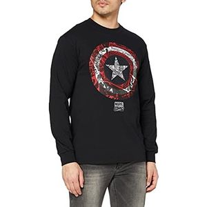 Marvel Captain America Ca Comic Shield T-shirt voor heren, Zwart, M