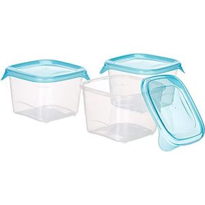 CURVER Fresh&Go voorraaddoos set 3x0,45l in transparant/oceaanblauw, plastic, 35 x 25 x 10 cm