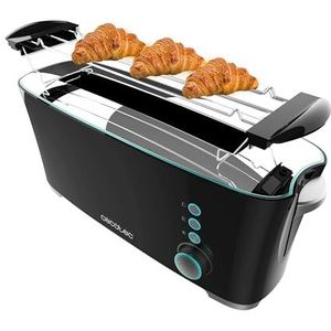 Cecotec Broodrooster Toast&Taste Extra B, 1000W Vermogen, Dubbele lange gleuf voor 2 Sneetjes Brood, XL Gleuf, Automatische uitschakeling en pop-up, Kruimellade, Bovenste Roosters, Zelfcentrerend