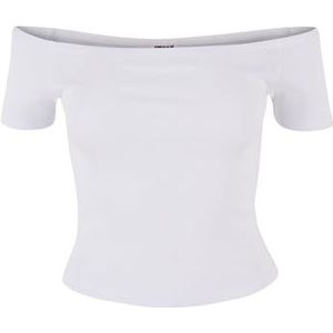 Urban Classics Dames T-Shirt Dames Organic Off Shoulder Rib Tee White 3XL, wit, 3XL