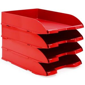 Waytex 4 stuks brievenbak, A4, kunststof, ondoorzichtig, rood