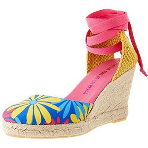 Agatha Ruiz de la Prada Agatha 120 sandalen met sleehak voor dames, blauwe bloemen, meerkleurig, 41 EU