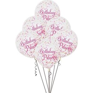 Roze verjaardag prinses doorzichtige latex ballonnen met confetti (30cm) Pack van 6 - feestelijke decoraties voor meisjes viering