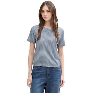 TOM TAILOR Denim T-shirt voor dames, 38199 - Navy Mid Blue White Stripe, XXL