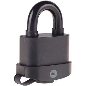 Yale Y220B/71/130/1 - zeer beschermd weerbestendig zwart hangslot 71 mm - dubbele vergrendeling - beugel van gehard staal - 3 sleutels
