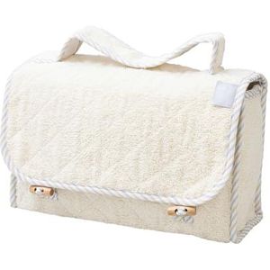 Filet - Toilettas van katoenen badstof met waterdichte binnenvoering | Toilettas | Dim 28 x 17 x 10 cm | Made in Italy | ivoor, Beige, Cosmetische tas van badstof, ivoorkleurig, gewatteerd, sluiting