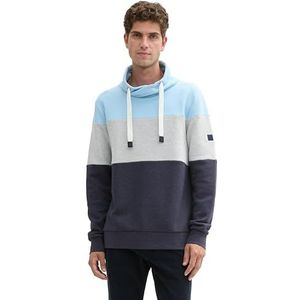 TOM TAILOR Colourblock sweatshirt voor heren met hoge kraag, 34591 - Middle Sky Blue, XXL
