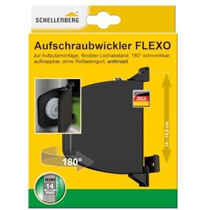 Schellenberg 50149 riemwikkelaar voor rolluiken, 14 mm, 5 m, gatafstand verstelbaar tussen 14 en 15,5 cm, antraciet