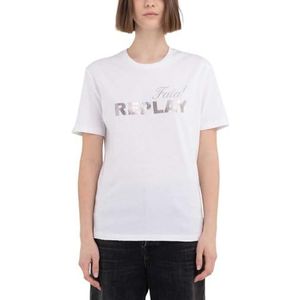 Replay T-shirt voor dames, regular fit, 001 Optical White, S