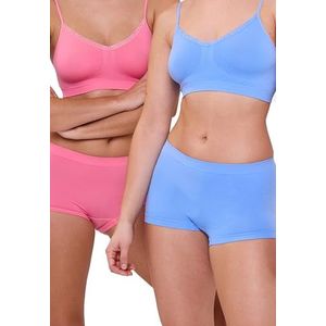 Billet Doux Damesverpakking met 2 shorts (2 stuks), Cornflower + Sunkist Coral, 32W / 34L