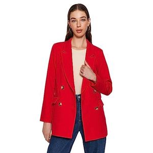 Trendyol Dames rechte lange mouwen oversized blazerjas, dark red, 36