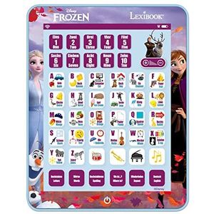 Lexibook Frozen Bilingual Talking Educational Tablet, speelgoed voor het leren van letters, cijfers, woordenschat en muziek, talen Duits/Engels, blauw, JCPAD002FZi3