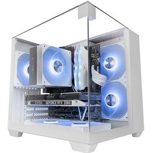 MC-VISIONM - Compact Gaming Behuizing - Zwart - MicroATX - Drievoudig Glas