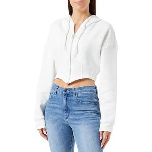 Koton Dames Hooded Zipper Long Sleeve Crop Sweatshirt, ecru(010), M
