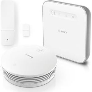 Bosch Smart Home-starterspakket inbraakbeveiliging met rookmelder II en deur-/raamcontact II, met appbesturing, compatibel met Apple Homekit - Amazon Edition