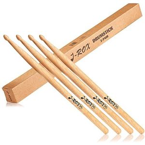 J-ROX Drumsticks in verpakking van 4 stuks, premium walnoot-drumstokken met houten kop, duurzame en robuuste drumstokken om drums te spelen, drumaccessoires