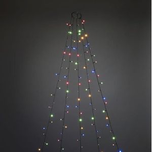 Konstsmide LED boom mantel met ring Ø 8, 5 strengen à 30 multicolor diodes, mat voorgemonteerd, 8 uur timer, groen, 14 V binnentransformator, donkergroene kabel - 6480-520