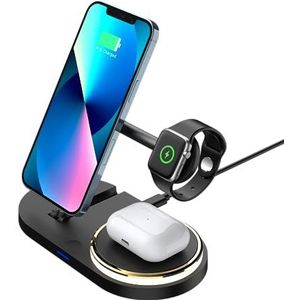 3-in-1 laadstation, oplader, opvouwbaar voor iPhone 14, 13, 12, 11, 8 Mini/Samsung Galaxy S23, S22, S21, Airpods 3, 2 Pro/Apple Watch Ultra 8, 7, 6 SE