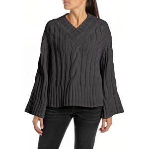 Replay dames cropped trui, 298 Light Black, XXS