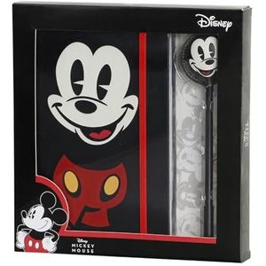Mickey Mouse Face Gift Box met dagboek en modieuze balpen, zwart, 22,4 x 23,2 cm