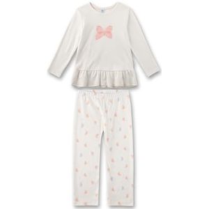 Sanetta Kinderpyjama voor meisjes, lang, 100% biologisch katoen, wit pebble, 140 cm