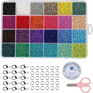 Mini-glasparelset, runkleuren rocailles kralen om te knutselen, sieraden kralen om te rijgen, 3 mm met 14400 stuks opbergdoos voor DIY sieraden maken vinden armbanden halskettingen sleutelhangers