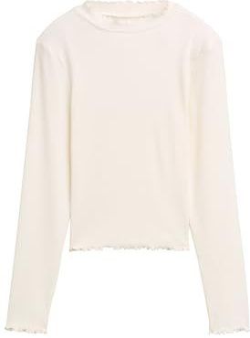 Tom Tailor - Shirt - Wool White - Lange Mouwen - Met Ribstructuur