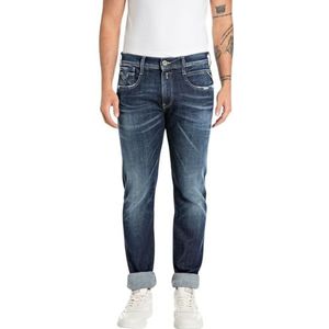 Replay Anbass Slim Fit Aged Herenjeans, donkerblauw 007, 30W / 34L