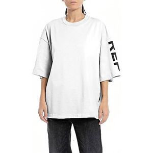 Replay Oversized T-shirt voor dames met 3/4 mouwen, 001, wit, XS