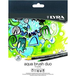 LYRA Aqua Brush Duo, Fine Art Brush Marker Set, Dual Tip, 36 verschillende kleuren, wateroplosbare pennen, ideaal voor professionals en studenten
