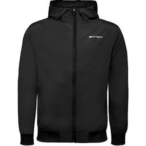 Champion Legacy Outdoor Coated Woven Nylon Small Logo Hooded Jacket, Zwart, L voor heren