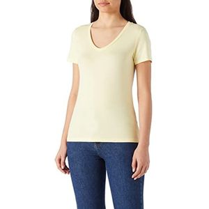 Koton Basic T-shirt voor dames, V-hals, korte mouwen, Geel (Acs), M