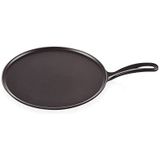 Le Creuset Duurzame gietijzeren crêpepan, met emaille coating die lang meegaat en ergonomische handgreep, 27 cm, satijnzwart, 201362700