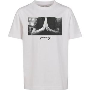 Mister Tee Jongens Kids Pray Tee T-shirt, wit, 128 cm