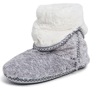 Dearfoams Foldown Boot Slipper van imitatiebont voor dames, Grijze vorst, Large