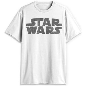 STAR WARS Heren Simplest Logo Graphic T-shirt met lange mouwen, Wit, XL