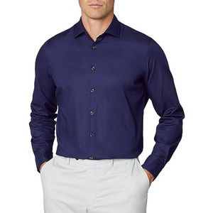 Hackett London Heren stuk geverfd zacht twill shirt, Blauw (zwart), XL