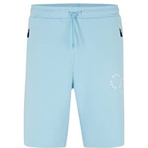 BOSS Heren Headlo 2 shorts van katoenmix met cirkelvormig logo en zakken met ritssluiting, Light/pastel Blue451, L