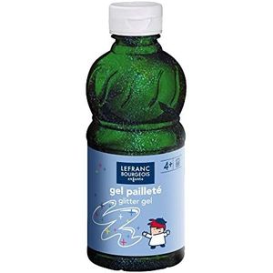 Lefranc Bourgeois 188398 Kinderglitterverf - Tempera glitter gel, afwasbaar, plakkaatverf in 250 ml flacon - Green