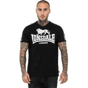 Lonsdale Heren T-shirt normale pasvorm Stour, zwart/wit, M, 117534