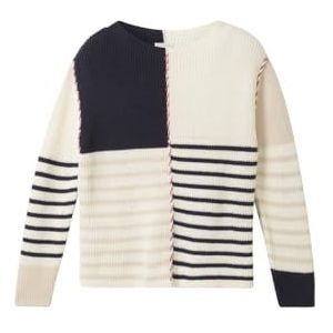 TOM TAILOR Damestrui, 36469 - Navy Patched Stripe Knit, XXL