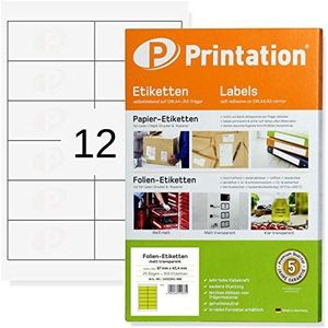 Printation Etiketten zelfklevend transparant mat 97 x 42,4 mm - 25 vellen/12 transparante stickers per A4-vel 2x6-300 folieetiketten 97 x 42,4 laserprinter bedrukbare plakfolie transparant