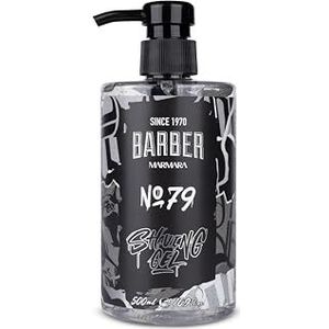 BARBER MARMARA Scheergel voor mannen nr. 79, transparante scheergel voor heren, 500 ml, shaving gel voor een nauwkeurige scheerbeurt van de baardcontouren, optimaal glijden, koelt de huid