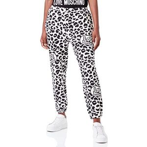 Moschino Casual broek voor dames, regular fit met logo met dierenprint, Rood beige, 40