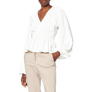 NA-KD Dames Gesmokte Taille Blouse, Off-white, 46