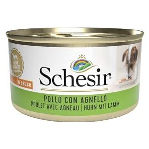 Schesir, Natvoer voor volwassen honden met kip en lam, van zachte gelei (24 blikjes à 85 g)